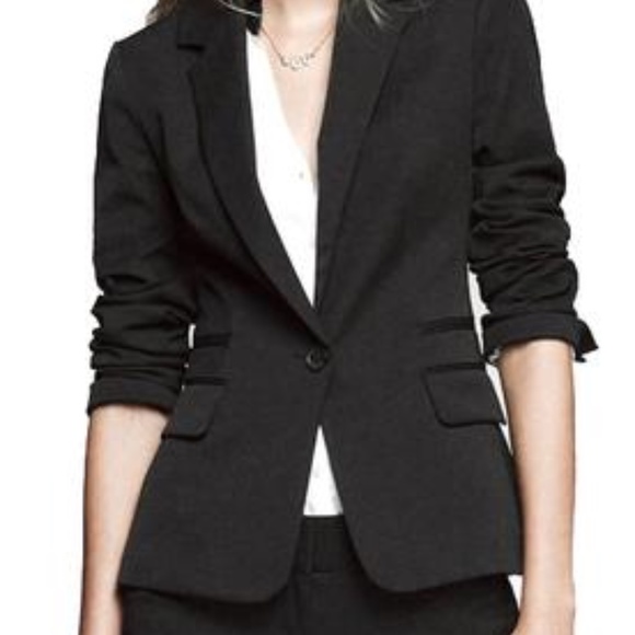 New 2 XS Express Design Studio One Button Blazer Elegant Fitted Black Business - Picture 3 of 3